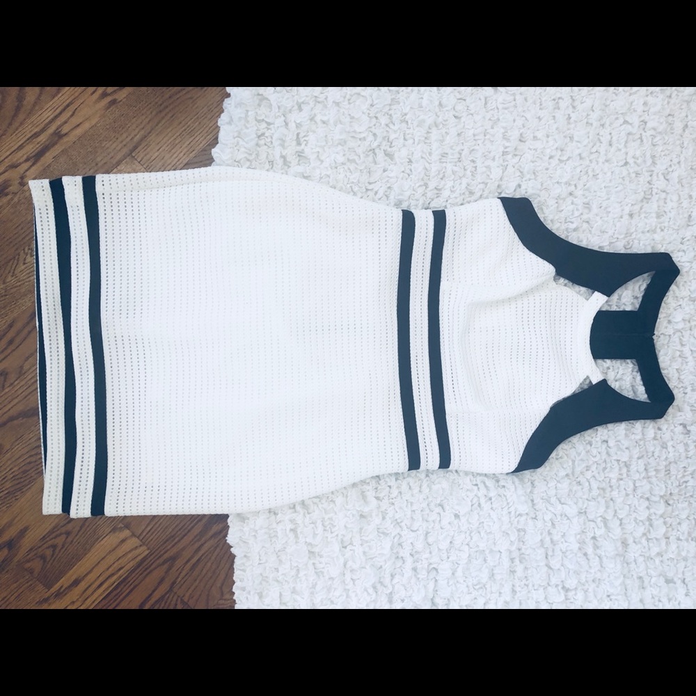 White dress with black detail